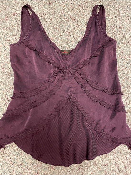 Danier Tops - Danier 100% Silk  Plum V-Neck Ruffled Tank Top